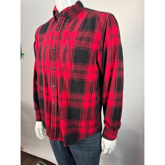 Mens Red & Black Plaid Button-Up Shirt By St. Johns Bay M - Picture 11 of 16